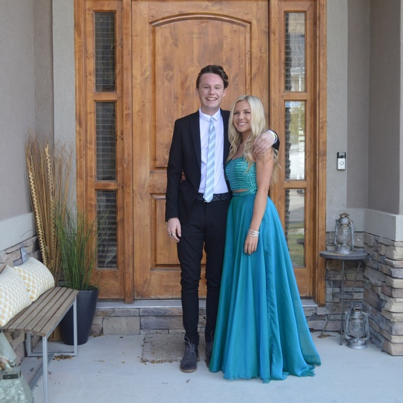 Sherri Hill teal two piece - Picture 2 of 4